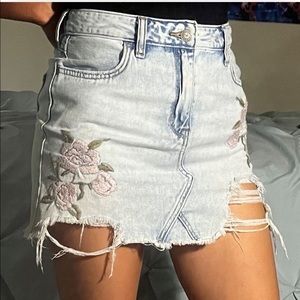 Blue Jean Floral Skirt